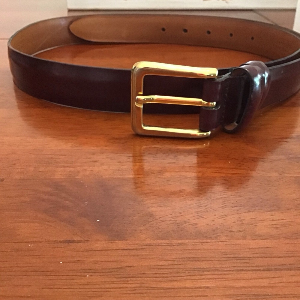 Vintage Cole Haan Brown Leather Belt Solid Brass Buckle Made in USA 40/100